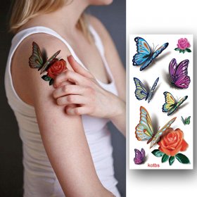 Leoars 12 Sheets Bright 3d Temporary Tattoos for Women Teens Girls Waterproof Sexy Rose Temporary Floral Tattoo Sticker Body Art Makeup Fake Tattoos Transfer Paper