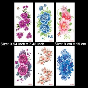 Leoars 6 Sheets Floral Temporary Tattoo - Over 30+ Tattoos - Sexy Tattoo Sticker for Women & Girl Fake Tattoo (Chrysanthemum, Rose, Peony)
